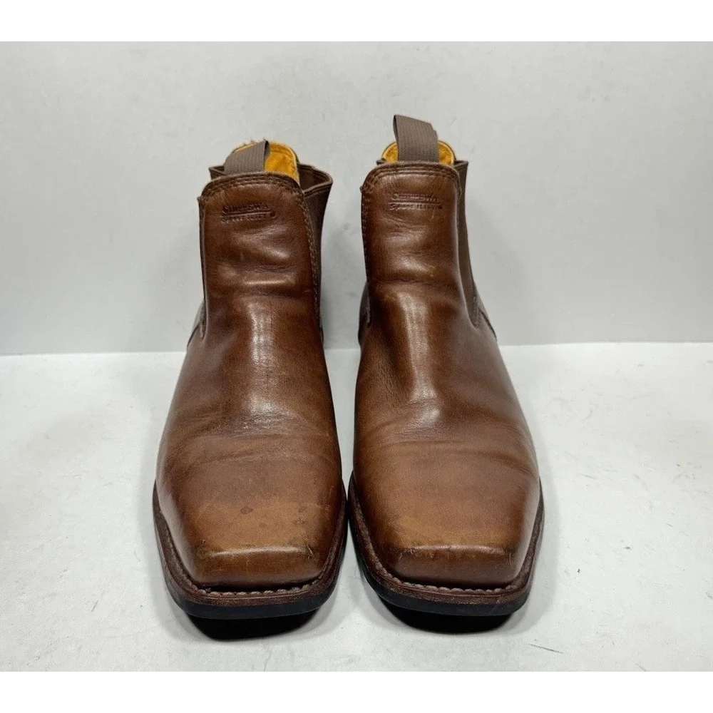 Chippewa Renegade Chelsea Boots Mens 13‎ Brown Leather Vibram Slip On Square Toe